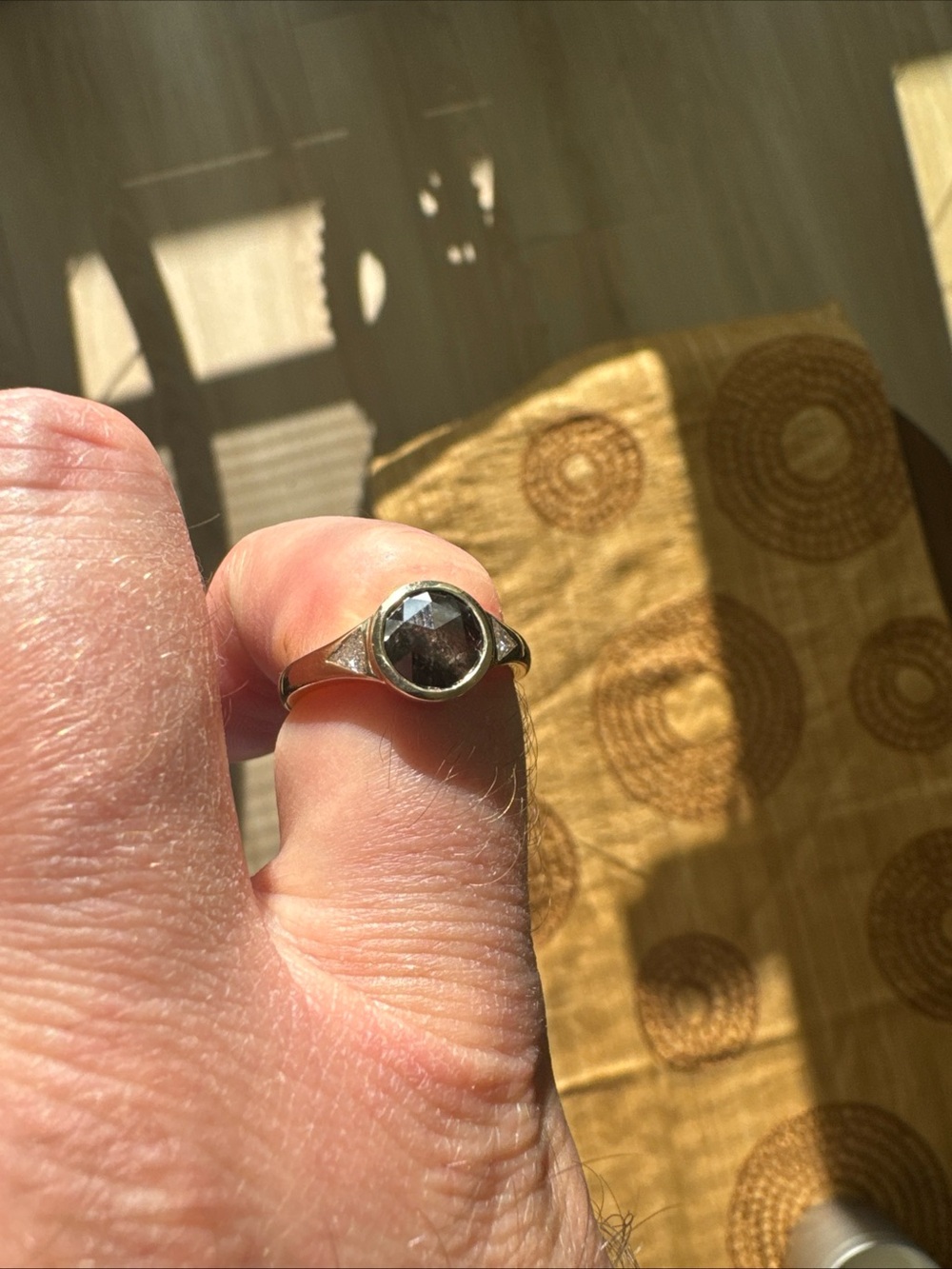 14k gold salt and pepper diamond ring rose cut